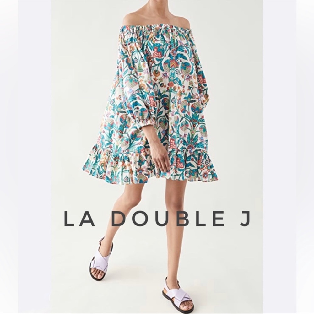 LA Double J Paloma Mini Dress in Tree of Life Bianco Print Size Medium